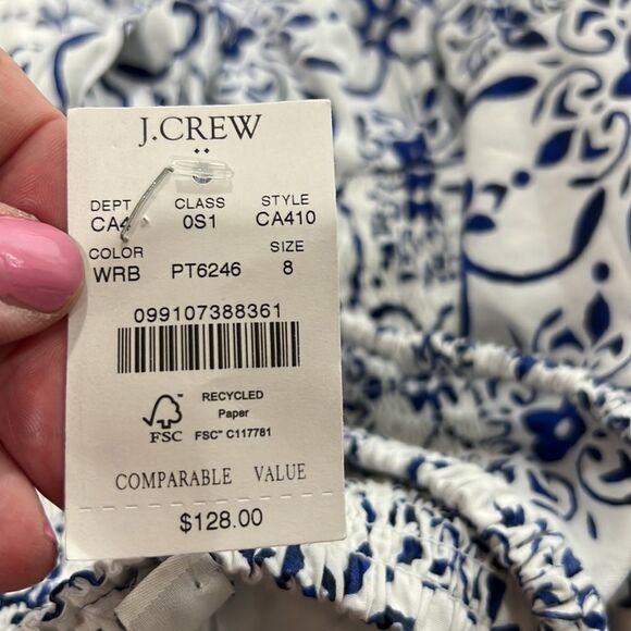 J. Crew factory blue and white Poplin corset midi dress NWT - Picture 10 of 13